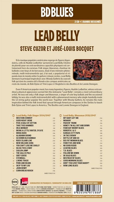 Lead Belly – dos de la pochette avec la liste des titres des CD