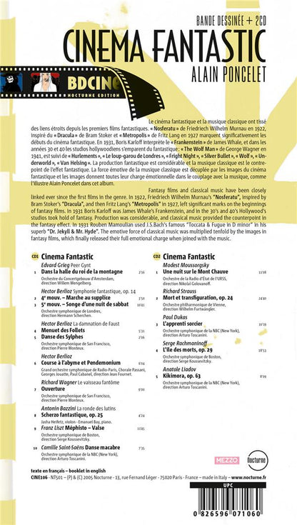 Cinéma fantastique – dos de la pochette avec la liste des titres des CD