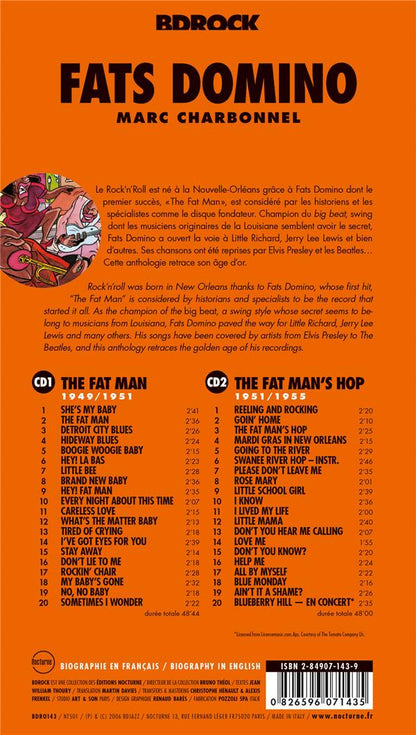 Fats Domino – dos de la pochette avec la liste des titres des CD
