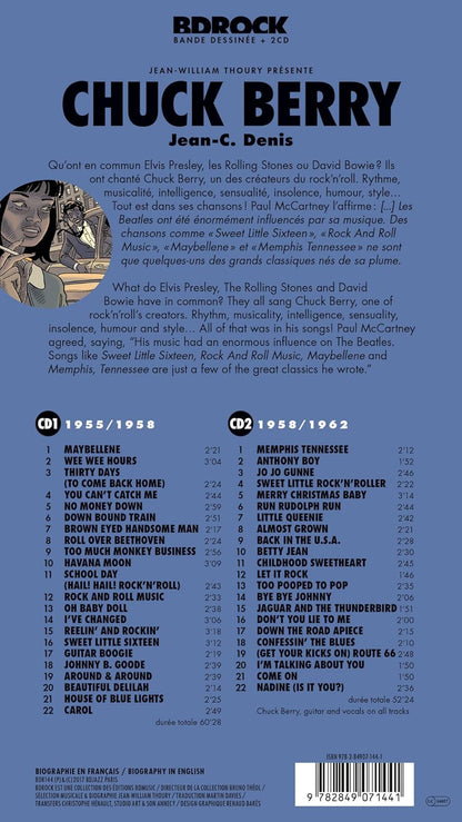Chuck Berry – dos de la pochette avec la liste des titres des CD
