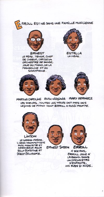Erroll Garner – page de la bande dessinée illustrée par Michel Conversin