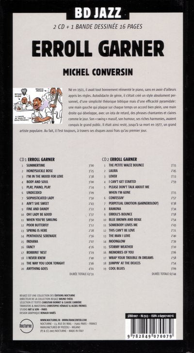 Erroll Garner – dos de la pochette avec la liste des titres des CD