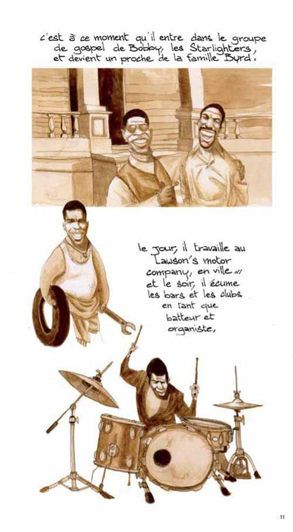 James Brown – page de la bande dessinée illustrée par Frédérik Salsedo